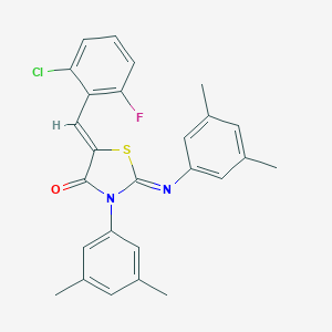 molecular formula C26H22ClFN2OS B308391 5-(2-Chloro-6-fluorobenzylidene)-3-(3,5-dimethylphenyl)-2-[(3,5-dimethylphenyl)imino]-1,3-thiazolidin-4-one 