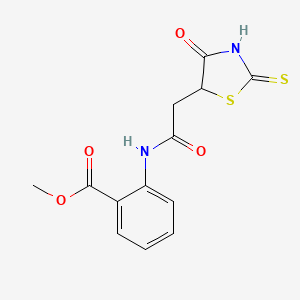 molecular formula C13H12N2O4S2 B3083911 Methyl 2-{[(2-mercapto-4-oxo-4,5-dihydro-1,3-thiazol-5-yl)acetyl]amino}benzoate CAS No. 1142206-77-6
