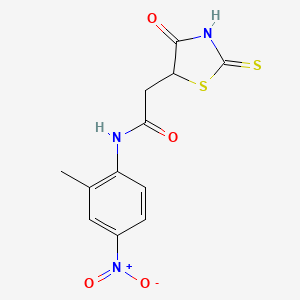 molecular formula C12H11N3O4S2 B3083915 2-(2-mercapto-4-oxo-4,5-dihydro-1,3-thiazol-5-yl)-N-(2-methyl-4-nitrophenyl)acetamide CAS No. 1142206-79-8