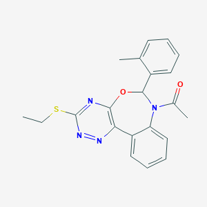 molecular formula C21H20N4O2S B308392 1-[3-(ethylsulfanyl)-6-(2-methylphenyl)[1,2,4]triazino[5,6-d][3,1]benzoxazepin-7(6H)-yl]ethanone 