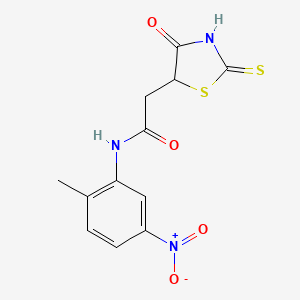 molecular formula C12H11N3O4S2 B3083921 2-(2-mercapto-4-oxo-4,5-dihydro-1,3-thiazol-5-yl)-N-(2-methyl-5-nitrophenyl)acetamide CAS No. 1142206-82-3