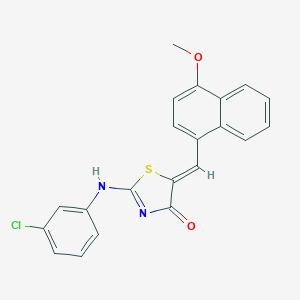 molecular formula C21H15ClN2O2S B308394 (5Z)-2-(3-chloroanilino)-5-[(4-methoxynaphthalen-1-yl)methylidene]-1,3-thiazol-4-one 