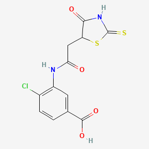 molecular formula C12H9ClN2O4S2 B3083953 4-Chloro-3-{[(2-mercapto-4-oxo-4,5-dihydro-1,3-thiazol-5-yl)acetyl]amino}benzoic acid CAS No. 1142206-93-6