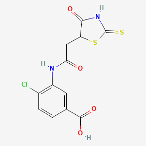 molecular formula C12H9ClN2O4S2 B3083953 4-氯-3-{[(2-巯基-4-氧代-4,5-二氢-1,3-噻唑-5-基)乙酰]氨基}苯甲酸 CAS No. 1142206-93-6