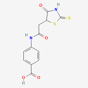 molecular formula C12H10N2O4S2 B3083955 4-{[(2-Mercapto-4-oxo-4,5-dihydro-1,3-thiazol-5-yl)acetyl]amino}benzoic acid CAS No. 1142206-94-7