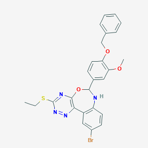 molecular formula C26H23BrN4O3S B308396 6-[4-(Benzyloxy)-3-methoxyphenyl]-10-bromo-3-(ethylsulfanyl)-6,7-dihydro[1,2,4]triazino[5,6-d][3,1]benzoxazepine 