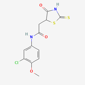 molecular formula C12H11ClN2O3S2 B3083964 N-(3-chloro-4-methoxyphenyl)-2-(2-mercapto-4-oxo-4,5-dihydro-1,3-thiazol-5-yl)acetamide CAS No. 1142206-98-1