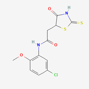 molecular formula C12H11ClN2O3S2 B3083965 N-(5-chloro-2-methoxyphenyl)-2-(2-mercapto-4-oxo-4,5-dihydro-1,3-thiazol-5-yl)acetamide CAS No. 1142207-00-8