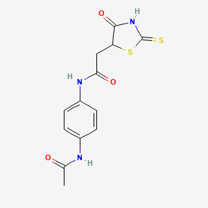molecular formula C13H13N3O3S2 B3083967 N-[4-(acetylamino)phenyl]-2-(2-mercapto-4-oxo-4,5-dihydro-1,3-thiazol-5-yl)acetamide CAS No. 1142207-02-0