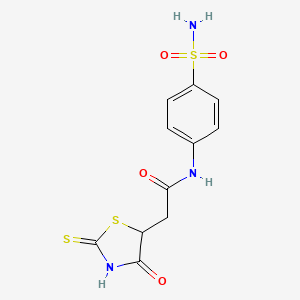 molecular formula C11H11N3O4S3 B3083973 N-[4-(aminosulfonyl)phenyl]-2-(2-mercapto-4-oxo-4,5-dihydro-1,3-thiazol-5-yl)acetamide CAS No. 1142207-04-2