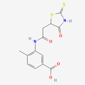 molecular formula C13H12N2O4S2 B3083981 3-{[(2-Mercapto-4-oxo-4,5-dihydro-1,3-thiazol-5-yl)acetyl]amino}-4-methylbenzoic acid CAS No. 1142207-13-3