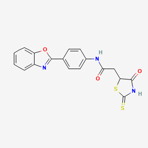 molecular formula C18H13N3O3S2 B3083985 N-[4-(1,3-苯并恶唑-2-基)苯基]-2-(2-巯基-4-氧代-4,5-二氢-1,3-噻唑-5-基)乙酰胺 CAS No. 1142207-17-7
