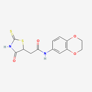 molecular formula C13H12N2O4S2 B3083993 N-(2,3-dihydro-1,4-benzodioxin-6-yl)-2-(2-mercapto-4-oxo-4,5-dihydro-1,3-thiazol-5-yl)acetamide CAS No. 1142207-20-2