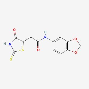 molecular formula C12H10N2O4S2 B3083996 N-1,3-benzodioxol-5-yl-2-(2-mercapto-4-oxo-4,5-dihydro-1,3-thiazol-5-yl)acetamide CAS No. 1142207-22-4