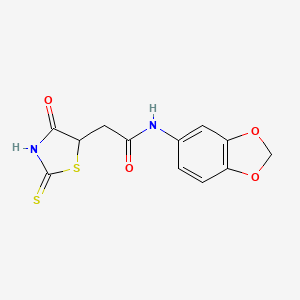 molecular formula C12H10N2O4S2 B3083996 N-1,3-苯并二氧杂环-5-基-2-(2-巯基-4-氧代-4,5-二氢-1,3-噻唑-5-基)乙酰胺 CAS No. 1142207-22-4