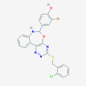 molecular formula C23H16BrClN4O2S B308401 2-Bromo-4-{3-[(2-chlorobenzyl)sulfanyl]-6,7-dihydro[1,2,4]triazino[5,6-d][3,1]benzoxazepin-6-yl}phenol 