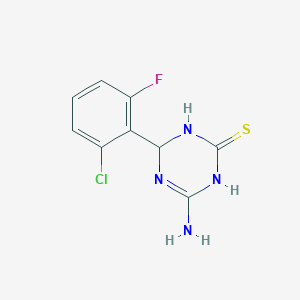 molecular formula C9H8ClFN4S B3084026 4-Amino-6-(2-chloro-6-fluorophenyl)-1,6-dihydro-1,3,5-triazine-2-thiol CAS No. 1142207-36-0