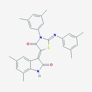 (5Z)-5-(5,7-dimethyl-2-oxo-1H-indol-3-ylidene)-3-(3,5-dimethylphenyl)-2-(3,5-dimethylphenyl)imino-1,3-thiazolidin-4-one