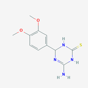 molecular formula C11H14N4O2S B3084064 4-Amino-6-(3,4-dimethoxyphenyl)-1,6-dihydro-1,3,5-triazine-2-thiol CAS No. 1142207-65-5