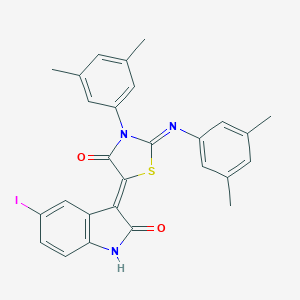 molecular formula C27H22IN3O2S B308407 (5Z)-3-(3,5-dimethylphenyl)-2-(3,5-dimethylphenyl)imino-5-(5-iodo-2-oxo-1H-indol-3-ylidene)-1,3-thiazolidin-4-one 