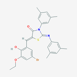 molecular formula C28H27BrN2O3S B308410 5-(5-Bromo-3-ethoxy-2-hydroxybenzylidene)-3-(3,5-dimethylphenyl)-2-[(3,5-dimethylphenyl)imino]-1,3-thiazolidin-4-one 