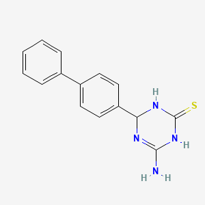 molecular formula C15H14N4S B3084112 4-Amino-6-biphenyl-4-yl-1,6-dihydro-1,3,5-triazine-2-thiol CAS No. 1142208-09-0