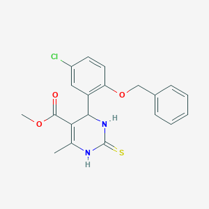 molecular formula C20H19ClN2O3S B308413 methyl 4-(5-chloro-2-phenylmethoxyphenyl)-6-methyl-2-sulfanylidene-3,4-dihydro-1H-pyrimidine-5-carboxylate 