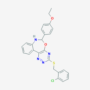 molecular formula C25H21ClN4O2S B308417 4-{3-[(2-Chlorobenzyl)sulfanyl]-6,7-dihydro[1,2,4]triazino[5,6-d][3,1]benzoxazepin-6-yl}phenyl ethyl ether 