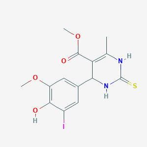 molecular formula C14H15IN2O4S B308420 Methyl 4-(4-hydroxy-3-iodo-5-methoxyphenyl)-6-methyl-2-thioxo-1,2,3,4-tetrahydro-5-pyrimidinecarboxylate 