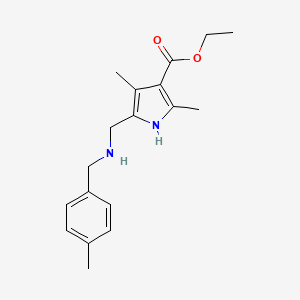 molecular formula C18H24N2O2 B3084203 2,4-二甲基-5-{[(4-甲基苄基)氨基]-甲基}-1H-吡咯-3-羧酸乙酯 CAS No. 1142210-48-7