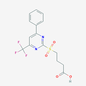 molecular formula C15H13F3N2O4S B3084214 4-{[4-Phenyl-6-(trifluoromethyl)pyrimidin-2-YL]-sulfonyl}butanoic acid CAS No. 1142210-94-3