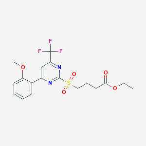 molecular formula C18H19F3N2O5S B3084216 Ethyl 4-{[4-(2-methoxyphenyl)-6-(trifluoromethyl)-pyrimidin-2-YL]sulfonyl}butanoate CAS No. 1142211-06-0