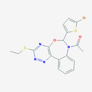 molecular formula C18H15BrN4O2S2 B308422 1-[6-(5-bromothiophen-2-yl)-3-(ethylsulfanyl)[1,2,4]triazino[5,6-d][3,1]benzoxazepin-7(6H)-yl]ethanone 