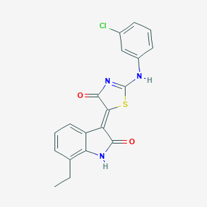 molecular formula C19H14ClN3O2S B308429 (5Z)-2-(3-chloroanilino)-5-(7-ethyl-2-oxo-1H-indol-3-ylidene)-1,3-thiazol-4-one 