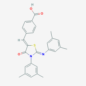 molecular formula C27H24N2O3S B308430 4-({3-(3,5-Dimethylphenyl)-2-[(3,5-dimethylphenyl)imino]-4-oxo-1,3-thiazolidin-5-ylidene}methyl)benzoic acid 