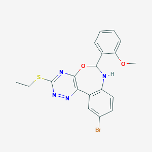molecular formula C19H17BrN4O2S B308433 10-Bromo-3-(ethylthio)-6-(2-methoxyphenyl)-6,7-dihydro[1,2,4]triazino[5,6-d][3,1]benzoxazepine 