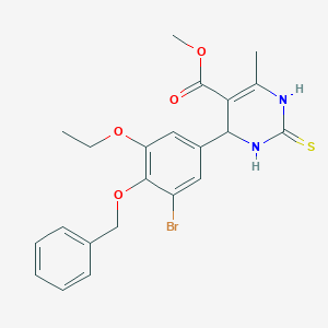 molecular formula C22H23BrN2O4S B308434 Methyl 4-[4-(benzyloxy)-3-bromo-5-ethoxyphenyl]-6-methyl-2-thioxo-1,2,3,4-tetrahydro-5-pyrimidinecarboxylate 