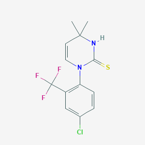 molecular formula C13H12ClF3N2S B3084391 1-[4-Chloro-2-(trifluoromethyl)phenyl]-4,4-dimethyl-1,4-dihydropyrimidine-2-thiol CAS No. 1142212-55-2