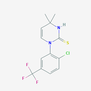 molecular formula C13H12ClF3N2S B3084398 1-[2-Chloro-5-(trifluoromethyl)phenyl]-4,4-dimethyl-1,4-dihydropyrimidine-2-thiol CAS No. 1142212-56-3