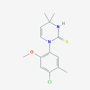 molecular formula C14H17ClN2OS B3084401 1-(4-Chloro-2-methoxy-5-methylphenyl)-4,4-dimethyl-1,4-dihydropyrimidine-2-thiol CAS No. 1142212-57-4
