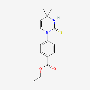 molecular formula C15H18N2O2S B3084410 ethyl 4-(2-mercapto-4,4-dimethylpyrimidin-1(4H)-yl)benzoate CAS No. 1142212-61-0