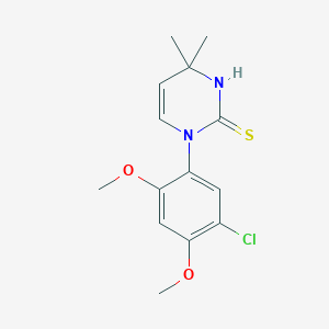 molecular formula C14H17ClN2O2S B3084417 1-(5-Chloro-2,4-dimethoxyphenyl)-4,4-dimethyl-1,4-dihydropyrimidine-2-thiol CAS No. 1142212-65-4