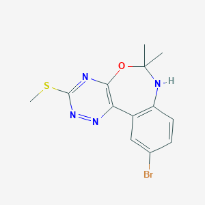 molecular formula C13H13BrN4OS B308443 10-Bromo-6,6-dimethyl-6,7-dihydro[1,2,4]triazino[5,6-d][3,1]benzoxazepin-3-ylmethylsulfide 