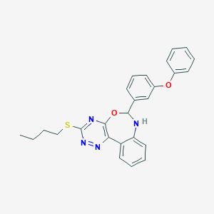 molecular formula C26H24N4O2S B308446 3-(Butylsulfanyl)-6-(3-phenoxyphenyl)-6,7-dihydro[1,2,4]triazino[5,6-d][3,1]benzoxazepine 