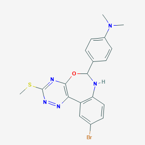 molecular formula C19H18BrN5OS B308448 4-[10-bromo-3-(methylsulfanyl)-6,7-dihydro[1,2,4]triazino[5,6-d][3,1]benzoxazepin-6-yl]-N,N-dimethylaniline 