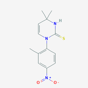 molecular formula C13H15N3O2S B3084484 4,4-Dimethyl-1-(2-methyl-4-nitrophenyl)-1,4-dihydropyrimidine-2-thiol CAS No. 1142212-91-6