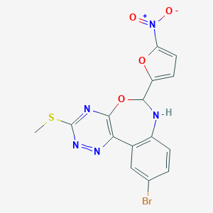 molecular formula C15H10BrN5O4S B308449 10-Bromo-6-{5-nitro-2-furyl}-3-(methylsulfanyl)-6,7-dihydro[1,2,4]triazino[5,6-d][3,1]benzoxazepine 