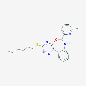 molecular formula C22H25N5OS B308452 Hexyl6-(6-methyl-2-pyridinyl)-6,7-dihydro[1,2,4]triazino[5,6-d][3,1]benzoxazepin-3-ylsulfide 