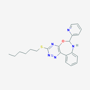 molecular formula C21H23N5OS B308453 3-(Hexylthio)-6-(2-pyridinyl)-6,7-dihydro[1,2,4]triazino[5,6-d][3,1]benzoxazepine 
