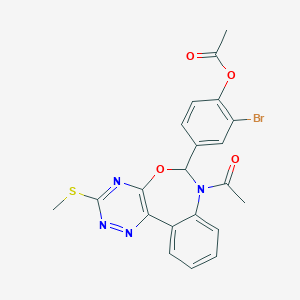 molecular formula C21H17BrN4O4S B308457 4-[7-Acetyl-3-(methylsulfanyl)-6,7-dihydro[1,2,4]triazino[5,6-d][3,1]benzoxazepin-6-yl]-2-bromophenyl acetate 